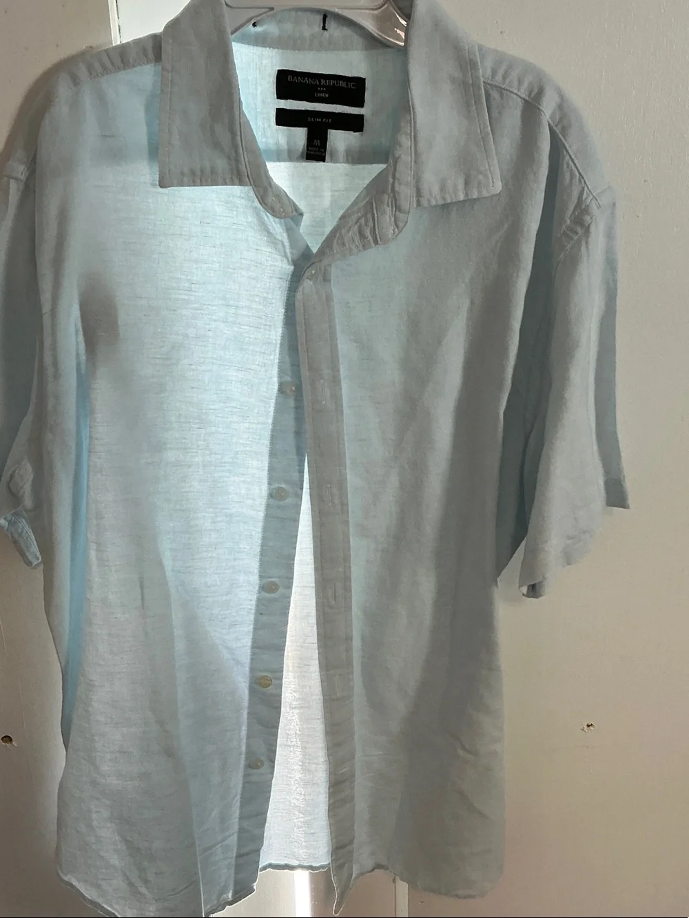 Banana Republic Pale Blue Linen Camp Shirt